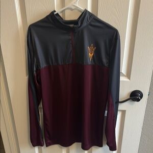 Colosseum Men's Zip Up Sweater - Maroon and Gray